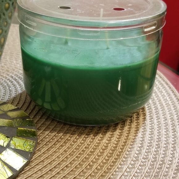 3 PIECE GREEN & GOLD MOSIAC CANDLE HOLDER/ BOWL/PLANTER, CANDLE BUNDLE SET - Picture 5 of 13